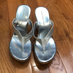 Silver sandal wedges